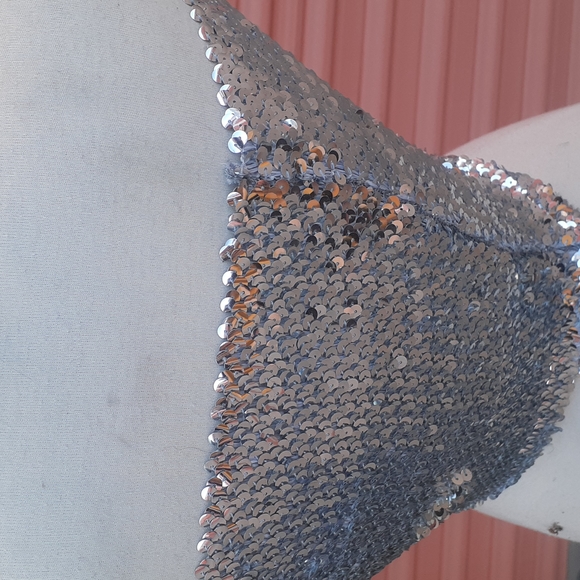 NOA 2 Silver & Brown Sequined Bustier Vintage Tube Top size S / M - Picture 6 of 7